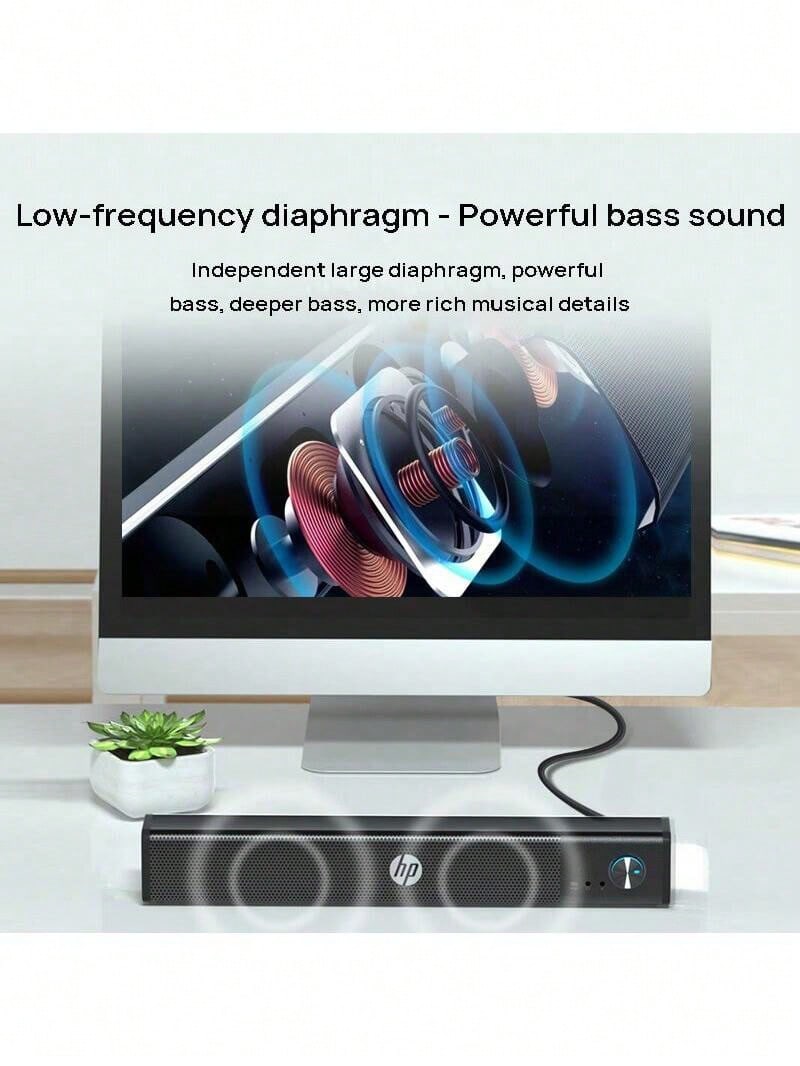 HP WS10 Pro Speaker, Computer Speakers, Desktop Multimedia Speakers, Subwoofer, USB, Long Bar Gaming Surround, Stereo Player, Laptop Speakers - View 1