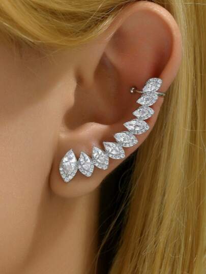 1 đôi bông tai hình giọt nước đính đá Zirconia siêu nhỏ, kiểu dáng cao cấp, thanh lịch, phù hợp cho nữ giới - Lý tưởng để đeo hàng ngày, dự tiệc và làm quà tặng dịp lễ.