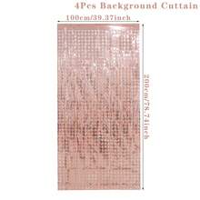 1米 x 2米玫瑰金亮片墙面背景幕布，方形背景帘，玫瑰金流苏墙面装饰板，适用于生日、婚礼、毕业典礼、新年、圣诞节庆祝派对装饰。 - 玫瑰金 - 查看 7