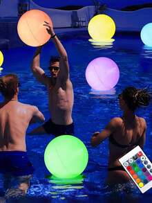 38cm Inflatable Waterproof Floating Illuminated Ball, 16 Color Changing LED Sphere Light With Remote Control, For Outdoor Ice Pool, Beach, Swimming Pool, Garden, Wedding, Party Decoration - 均碼 - 查看 2
