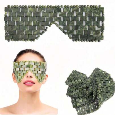 1pc Natural Jade Eye Mask, Handmade Jade Eye Mask, Cooling Jade Face Mask - Jade A