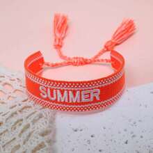 1 buah Gelang Tenun Buatan Tangan Gaya Liburan Bohemian Musim Panas, Hadiah Festival, Pesta, Pantai, Pakaian Perjalanan, Tali Tangan Boho - Jeruk - View 5