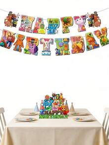 Juego de fiesta de 28 piezas/set de derretimiento cerebral italiano, incluye decoraciones de fiesta de cumpleaños con patrón 6*7, decoraciones de fiesta/cumpleaños Tong Tong Tong Sahur. Incluye pancarta, decoraciones festivas en espiral, suministros para fiestas, pancarta de decoración, fiesta temática, adecuado para decoraciones de hogar/jardín. - multicolor - Ver 3