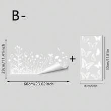 1/4片装简约静电窗贴。白色剪纸菊花、芦苇和蒲公英图案，附赠蝴蝶贴纸，可用于DIY装饰。适用于咖啡馆、商店橱窗、客厅和家居装饰。 - 多色 - 查看 16