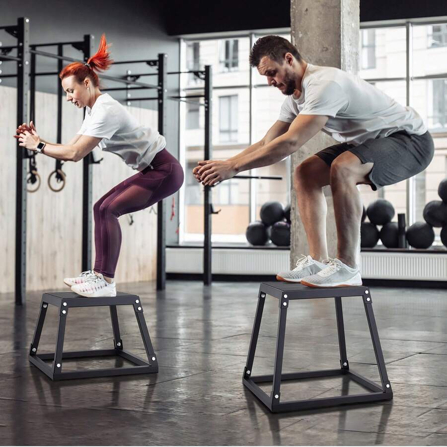 Plyometrische Sprungbox, 305 mm Plyo-Box, Plyometrische Plattform Plyobox Schwarz, Rutschfeste Fitness-Übungs-Step-Up-Box für Heimtraining, Konditions-Krafttraining, Oberschenkel Trainieren - Schwarz - Übersicht 1