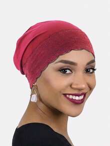 1pc Women's Lace Trim Beanie Hat, Headscarf, Sleep Cap, Suitable For Daily Use, Summer, Beach - Multicolor - View 5