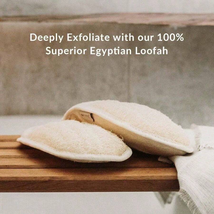 London Exfoliating Glove - Organic Egyptian Shower Loofah Dual-Sided Face Mitt Exfoliator - Body Scrubber Men Women, Dead Skin Cell Remover, Bath Scrub Deep Exfoliation Detox - Default - View 1