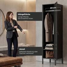 Metal Locker With Lockable Door And Clothes Hanging Rail, Individual Steel Locker For Home Or Office, Black. - 黑色 - 查看 4