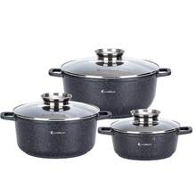 6-Piece Granite Coated Cookware Set, Non-Stick Pots For Induction & Gas Stove, Durable Kitchen Cooking Set With Heat-Resistant Handles 2 Different Sizes Sets. - View 8