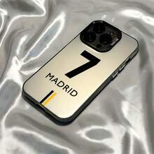 1 chiếc ốp lưng điện thoại màu đen thanh lịch, thiết kế tối giản kiểu áo bóng đá, số 7, có nút bấm độc lập, chống rơi, chống trượt IMD, lỗ camera lớn, màu đen & bạc, phù hợp với 17/Air 16/15/14 Plus/13/12/11/Pro/ProMax/X/XR/XS/XS Max/7/8 - Nhiều màu - Xem 2