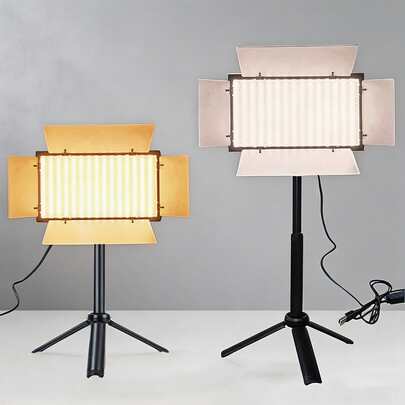 防缠绕双色温自拍直播灯，亮度可调，USB供电，便携式LED视频灯，带挡光板和三脚架，适用于直播和摄影，母亲节生日礼物。