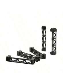4件套城市积木火车车厢立柱支撑梁2x2x10砖块玩具，兼容技术零件95347，房间装饰 - 黑與白 - 查看 7