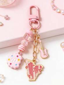 1 pieza Galleta con cuentas, Llavero con forma de guitarra, Llavero con forma de violín y arpa, Colgante para bolso - Multicolor - Ver 5