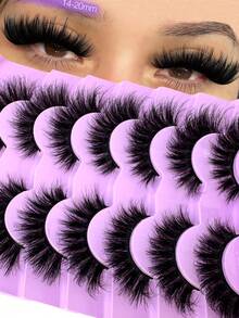 7pcs/Set 9D Fluffy Mink Eyelashes, Dense & Curly, DD Curl, Extend Makeup Look, Hot Melt Eyelash Extensions, Reusable, Create Long Lashes - Black - View 1