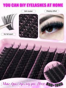 640/576/423pcs DD Curled False Eyelashes, High Capacity, Suitable For DIY At Home, Beginner-Friendly, DIY Segmented False Eyelashes, Large Capacity, Dense & Fluffy False Eyelashes, Can Extend Lashes To Enlarge Eyes, Long-Lasting And Durable, Fine Lash Clusters, Dense Mixed Style, Natural Makeup Effect, Portable Travel Lash Case, Soft & Realistic Reusable False Eyelashes, Suitable For Daily Commute, Formal Events, Weddings - D - View 10