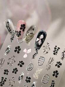 1pc Dark Girl Star Flower Nail Sticker, Cute 5D Sweet Punk Snake Skin Ice Flower Nail Decor, Nail Art Decoration, Handmade Nail Sticker, Nail Tips, Suitable For Girls And Women, Best Nail Art Supplies, Nail Sticker, Y2K Nail - Multicolor - View 6