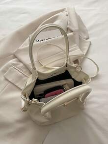 Túi đeo vai da lộn mờ kiểu retro, túi đeo chéo công sở thường ngày, túi tote đa năng dung tích lớn màu Maillard thời trang, túi xô tối giản thanh lịch, túi xách nữ công sở mới, khóa kéo màu trơn, dây đeo có thể điều chỉnh, trang trí dây đeo, thích hợp cho đi chơi, mua sắm, hẹn hò, du lịch, công sở, kinh doanh, quà sinh nhật. - trắng - Xem 9