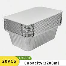 20个一次性加厚铝箔长方形餐盒，外卖盒，耐热，适用于烤箱和空气炸锅 - 銀色 - 查看 10