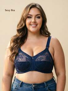 1 Áo ngực ren nylon siêu nhẹ, không gọng, không mút, không gọng, thoáng khí, gợi cảm, phong cách Âu Mỹ đơn giản, cỡ lớn, thích hợp mặc khi ngủ, ở nhà, đi làm và đi chơi, đồ lót, nâng ngực - Màu xanh lam - Xem 24