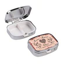 Hộp đựng thuốc hình vuông Love Potion, hộp đựng thuốc nhỏ gọn, 2 ngăn, hộp thuốc gia đình di động, thích hợp bỏ túi, mang theo khi đi du lịch, quà tặng độc đáo. - Hồng - Xem 4