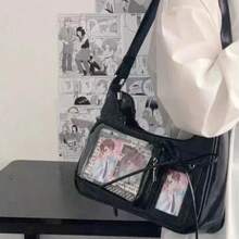 NEW Y2k Japanese Harajuku Shoulder Bag Womens Transparent Ita Bag Girls School Crossbody Bags For Women Female Designer HandbagsTrendy Women Crossbody Bag Lightweight Backpack Purse For Daily Use - 黑色 - 查看 6