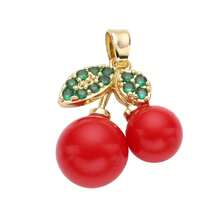 1pc Cherry Series Copper Pendant, Suitable For DIY Jewelry Accessories, Includes Cherry, Heart And Boot Elements, Vintage Style Multi-Purpose Pendant Accessory - Cherry - View 20
