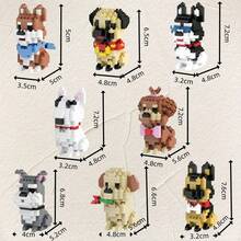 8pcs Cute Puppy Micro Particle Building Blocks, ABS Resin Material, Soft & Stress-Relieving, DIY Creative Construction Toy, Adorable Desktop Decor, Suitable For Collection, Gift For Kids, Classroom Rewards, Back To School, Birthday, And Small Gift For Friends - Multicolor - View 7