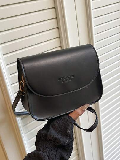Letter Decor Textured Small Handbag, Popular High-End Ladies Tote Bag, Shoulder Crossbody Bag, Versatile Square Bag