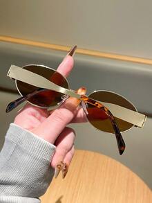 2 piezas Gafas de mujer, con marcos metálicos ovalados/poligonales, adecuadas para uso diario y actividades al aire libre - Multicolor - Ver 8