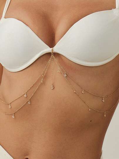 Dây chuyền mặt dây tua rua đính ngọc trai phong cách nghỉ dưỡng biển. Dây đeo bikini gợi cảm.