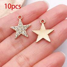 10/30 chiếc mặt dây chuyền đính đá lấp lánh hình ngôi sao, mặt trăng, mặt trời mạ vàng dùng để làm trang sức thủ công DIY, vòng cổ, vòng tay, bông tai. - Nhiều màu - Xem 28