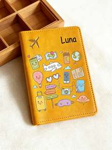 1 Custom Text Name Passport Holder - Cute Cartoon Fashionable Minimalist Style Lightweight Open-Closure Design Travel Document Case, Suitable For Business, Vacation, And Formal Occasions - Ideal Gift For Travelers, Essential For Business Trips - Multicolor - View 8