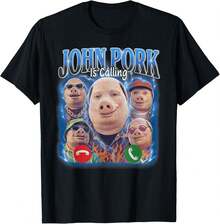 Funny John Pork Is Calling Meme Vintage John Pork Bootleg T-Shirt Unisex T-Shirt - màu đen - Xem 1