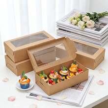 Hộp bánh ngọt có cửa sổ (6 cái/12 cái/18 cái), hộp bánh quy, bánh rán, sô cô la, dâu tây và bánh nướng, trang trí tiệc, hộp quà, hộp kẹo, hộp quà tráng miệng, bao bì làm bánh, hộp đựng bánh ngọt, hộp quà lưu niệm, bao bì quà tặng, hộp quà có cửa sổ trong suốt - Nhiều màu - Xem 1