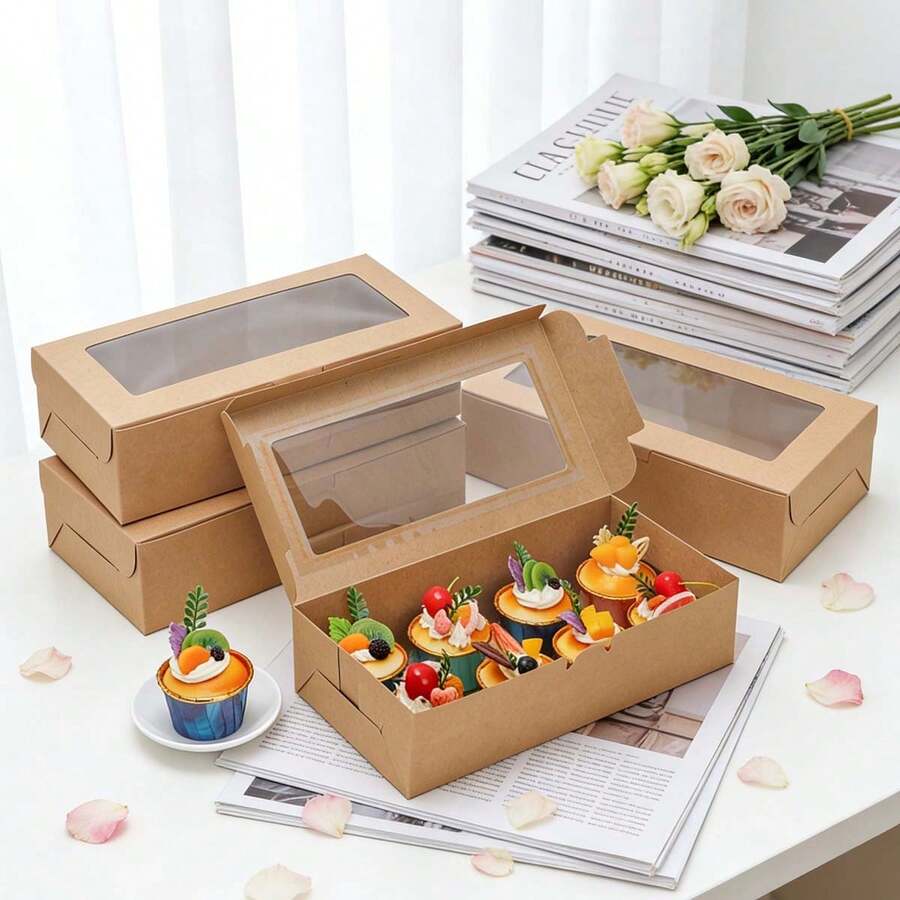 Hộp bánh ngọt có cửa sổ (6 cái/12 cái/18 cái), hộp bánh quy, bánh rán, sô cô la, dâu tây và bánh nướng, trang trí tiệc, hộp quà, hộp kẹo, hộp quà tráng miệng, bao bì làm bánh, hộp đựng bánh ngọt, hộp quà lưu niệm, bao bì quà tặng, hộp quà có cửa sổ trong suốt - Nhiều màu - Xem 1