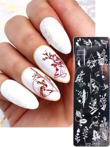 1/5 Mẫu khuôn vẽ móng tay họa tiết cây cỏ mùa xuân và mùa hè, mẫu hoa lá đơn giản và chanh dâu tây, khuôn in móng tay bằng thép không gỉ, phụ kiện làm móng nghệ thuật, dụng cụ salon. - Bạc - Xem 6