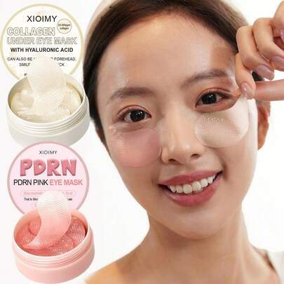 Xioimy 三文鱼胶原蛋白粉色压纹眼膜套装，高度保湿，深层滋养，改善肌肤纹理和弹性，告别干燥暗沉，眼部护理