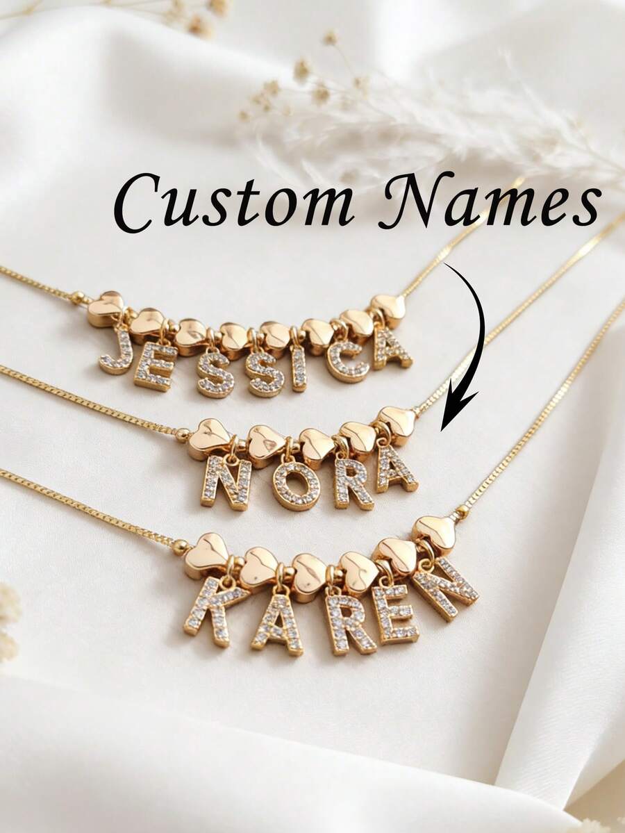 1. Dây chuyền tên chữ cái tùy chỉnh dành cho nữ, mặt dây chuyền chữ cái hình trái tim thanh lịch, trang sức thép không gỉ, trang sức mùa hè, bạc, vàng, mặt dây chuyền tên tùy chỉnh cá nhân hóa, mặt dây chuyền chữ cái sáng bóng, dây chuyền nữ, quà tặng cho phù dâu trong đám cưới, quà tặng Ngày của Mẹ, phụ kiện đi biển dành cho nữ. - hình trái tim - Xem 1