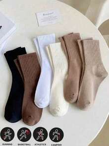 Pacote com 6/3/1 pares de meias esportivas até o joelho, meias de cano médio, macias e confortáveis, absorvem a umidade, adequadas para homens e mulheres, outono/inverno, esportes, uso casual, negócios, férias, presente ideal para o Dia dos Namorados. - Multicolorido - Ver 1