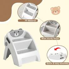 UBRAVOO Step Stool For Toddlers, For Bathroom Sinks And Potty Training Durable, Slip-Resistant, Anti-Collapse A-Frame Design Assembles In 10 Seconds Two-Step Wide-Step Potty Stool - Grey - View 4