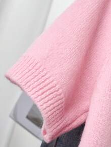 Cárdigan de botones gris para mujer - Cárdigan casual y de moda de manga corta, elástico, silueta en forma de H, adecuado para primavera y verano, diseño con detalle de punto acanalado, cier - Rosa - Ver 4