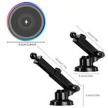 Cargador inalámbrico de coche de 15W con fuerte succión y carga rápida, soporte magnético para teléfono con rotación de 360°, brazo ajustable y plegable con rotación de 360°, accesorio de carga inalámbrica duradero para coche - multicolor - Ver 7