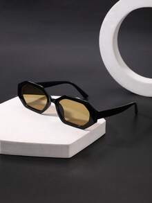 1副男士聚碳酸酯多边形独特眼镜框，简约个性休闲复古百搭时尚眼镜，适合日常佩戴、街头摄影、旅行度假等场合，附赠眼镜盒 - 彩色 - 查看 7