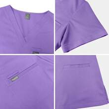 Niaahinn Scrubs Uniforms Sets Nursing High-Quality Medical Uniform Wholesale Nurse Hospital Workwear Short Sleeved Top Pants Set - 42192-淺玫瑰紅 - 查看 7