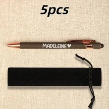 1支/5支可客製化自動伸縮圓珠筆，刻印姓名與Logo，書寫流暢，適用於辦公、商務、學校用品，提供禮盒/禮袋包裝，開學禮物，送給老師/朋友的禮物 - 筆2 - 查看 19