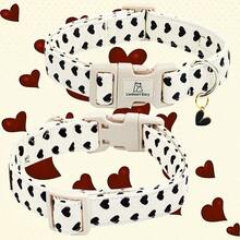 Lionheart Glory 情人节爱心狗狗项圈，可爱狗狗项圈，春季宠物礼物，可调节节日狗狗项圈，塑料扣 - 黑色 - 查看 5