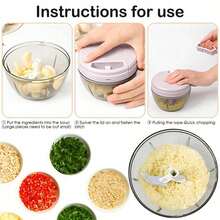 Multi-Function Vegetable Chopper, Fruit Slicer, Garlic Mincer, Vegetable Shredder, Garlic Crusher, Food Processor, Vegetable Chopper, Fruit Grinder, Onion Mincer - Multicolor - View 4