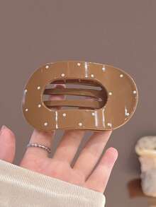4 piezas/1 pieza Pinzas para el cabello planas ovaladas con estampado de lunares vintage, pinzas cómodas para moños, coletas, peinados, disponibles en varios colores, elegantes, minimalistas, adecuadas para uso diario, casual, commute, accesorios de playa, festival, fiesta - Multicolor - Ver 8
