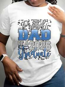 Proud Dad Of A 2026 Graduate T-Shirt Graduation Celebration Design For Father And Family Graduation Party Gift,220g - 白色 - 查看 1