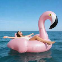Flamingo Inflatable Pool Float, Perfect For Beach Photos, Adorable Flamingo Floating Bed, Viral Item, Pool Inflatable, Beach Essentials, Pool Float - 粉紅色火烈鳥 - 查看 1